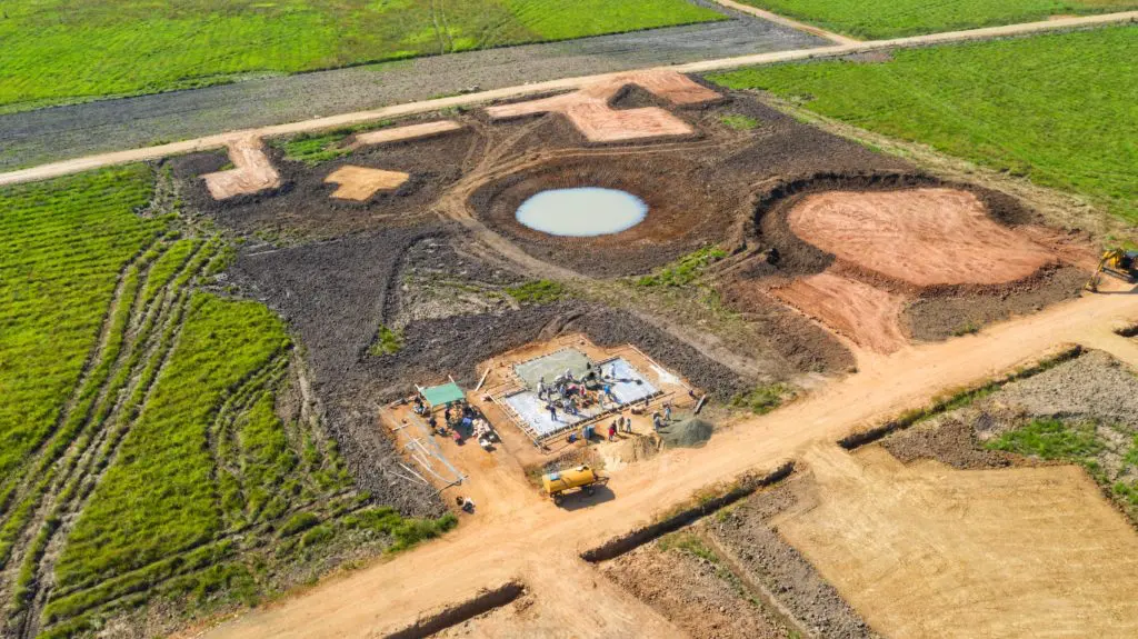 Aerial view construction site